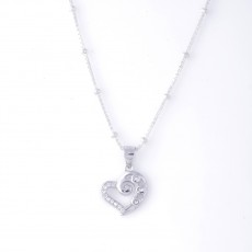 92.5 Sterling Silver Chain With Heart-in Pendant